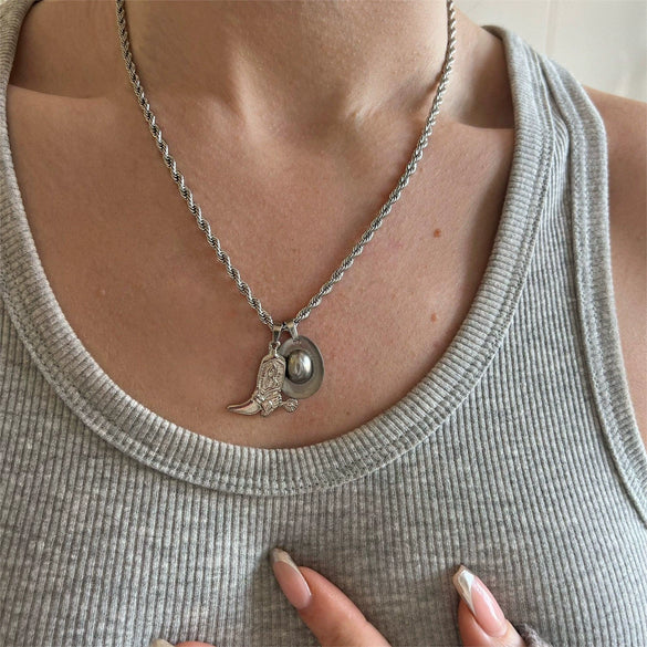 Necklace Denim Cowboy Style Titanium Steel Geometric Horseshoe Electroplated