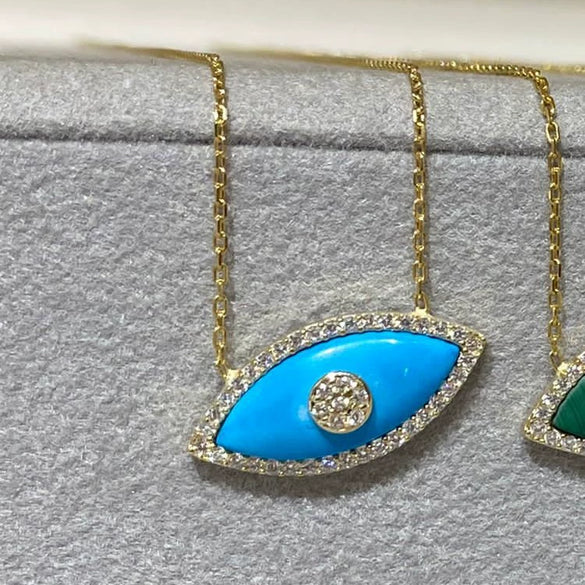 Necklace Devil's Eye Zircon Copper Titanium Steel Plated 18K True Gold Color Preservation Facial Features Expressions Style