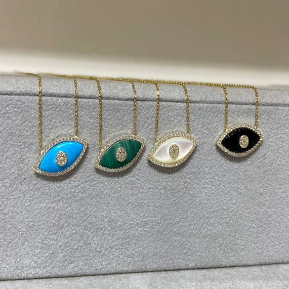 Necklace Devil's Eye Zircon Copper Titanium Steel Plated 18K True Gold Color Preservation Facial Features Expressions Style