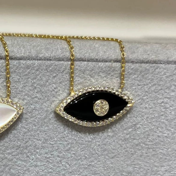 Necklace Devil's Eye Zircon Copper Titanium Steel Plated 18K True Gold Color Preservation Facial Features Expressions Style