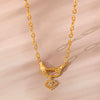 Necklace Devil's Eye Zircon Light Luxury Geometric Copper Plated Gold Stainless Steel O Chain