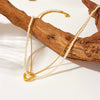 Necklace Double Layer Chain Gold Plated Stainless Steel Pearl Love Fashion Accessories