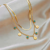 Necklace Double Layer Snake Bone Chain Titanium Steel Geometric Pattern Electroplating For Women