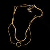 Necklace Doublelayer Snake Chain Hollow Titanium Steel Circle Pendant Geometric Electroplating