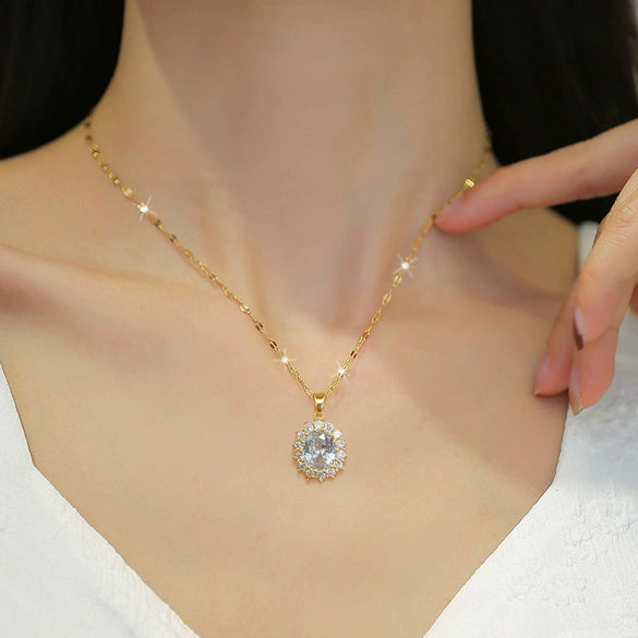 Necklace Eggshaped Copper Titanium Steel Geometric Cartoon Diamond Styling