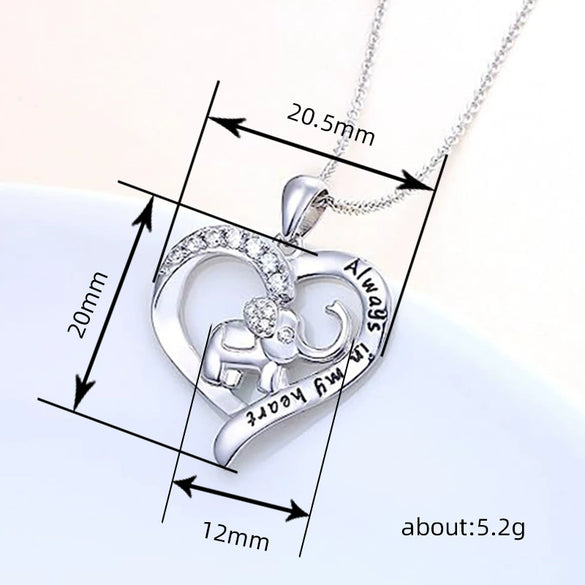 Necklace Elephant Zodiac Love Shaped Copper Mixed Gemstone Inlay Zirconia O Chain Women's
