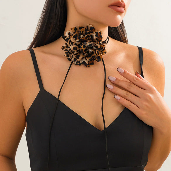 Necklace Fabric Leopard Flower Knot Women Fashion Design