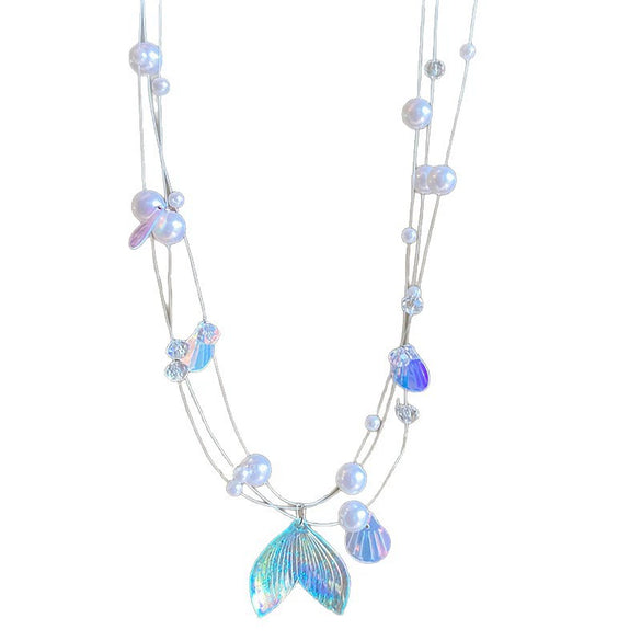 Necklace Fake Pearl Acrylic Geometric Inlaid With Pearls Light Luxury Women's Clavicle Chain