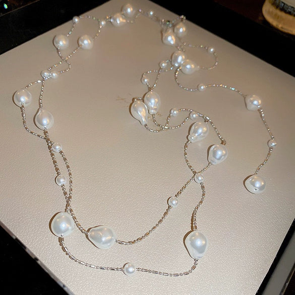 Necklace Fake Pearl Acrylic Geometric Inlaid With Pearls Light Luxury Women's Clavicle Chain