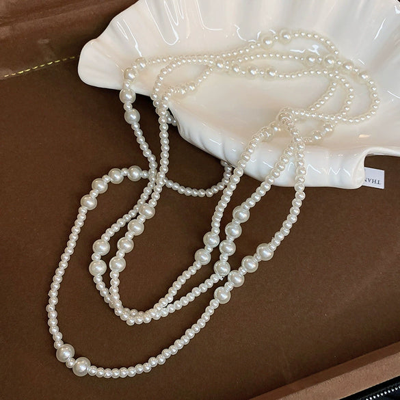 Necklace Fake Pearl Acrylic Geometric Inlaid With Pearls Light Luxury Women's Clavicle Chain