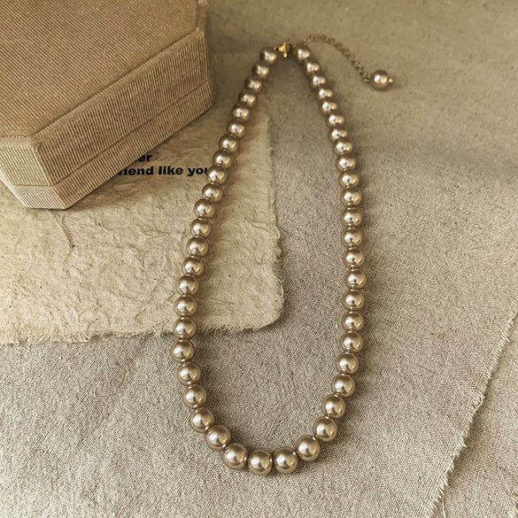 Necklace Fake Pearl Acrylic Geometric Inlaid With Pearls Light Luxury Women's Clavicle Chain