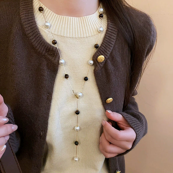 Necklace Fake Pearl Acrylic Geometric Inlaid With Pearls Light Luxury Women's Clavicle Chain