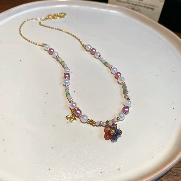 Necklace Fake Pearl Acrylic Geometric Inlaid With Pearls Light Luxury Women's Clavicle Chain