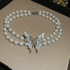 Necklace Fake Pearl Acrylic Geometric Inlaid With Pearls Light Luxury Women's Clavicle Chain