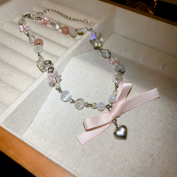 Necklace Fake Pearl Acrylic Geometric Inlaid With Pearls Light Luxury Women's Clavicle Chain