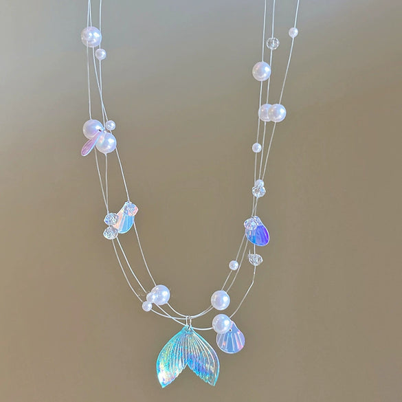 Necklace Fake Pearl Acrylic Geometric Inlaid With Pearls Light Luxury Women's Clavicle Chain