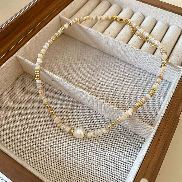 Necklace Fake Pearl Acrylic Geometric Inlaid With Pearls Light Luxury Women's Clavicle Chain