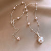 Necklace Fake Pearl Acrylic Geometric Inlaid With Pearls Light Luxury Women's Clavicle Chain
