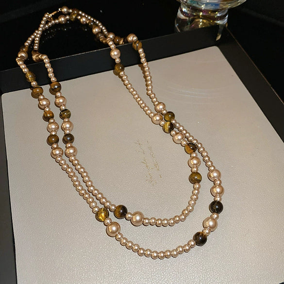 Necklace Fake Pearl Acrylic Geometric Inlaid With Pearls Light Luxury Women's Clavicle Chain