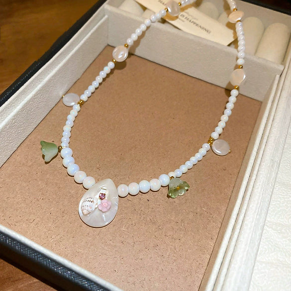 Necklace Fake Pearl Acrylic Geometric Inlaid With Pearls Light Luxury Women's Clavicle Chain