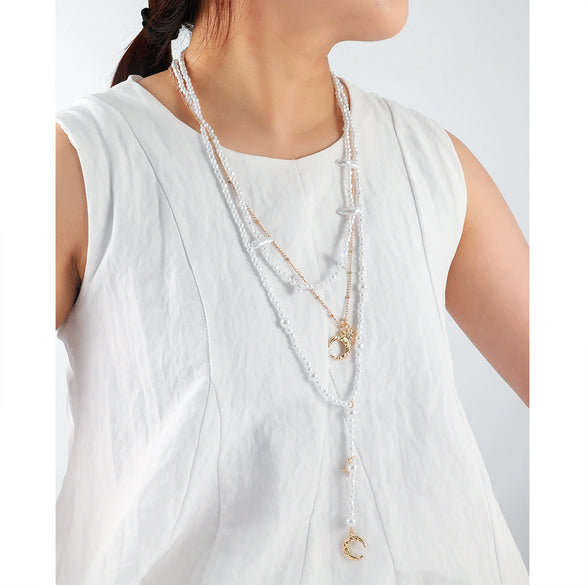 Necklace Fake Pearl Star Shape Electroplating Women's Minimalist