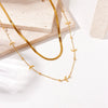 Necklace Fashionable Simple Double Layer Goldplated Stainless Steel Chain With Swallow Design