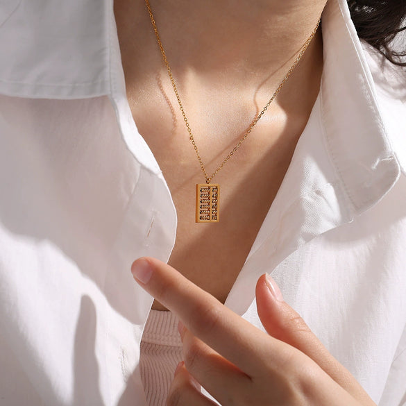 Necklace Female 316L Stainless Steel Pvd Electroplated Golden Ruyi Small Round Bead Abacus Pendant