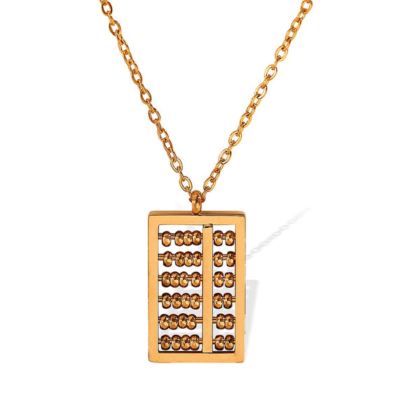 Necklace Female 316L Stainless Steel Pvd Electroplated Golden Ruyi Small Round Bead Abacus Pendant