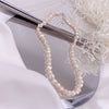 Necklace Fresh Water Pearl Alloy Mixed Gem Inlay Geometric Electroplating Snake Bone Chain