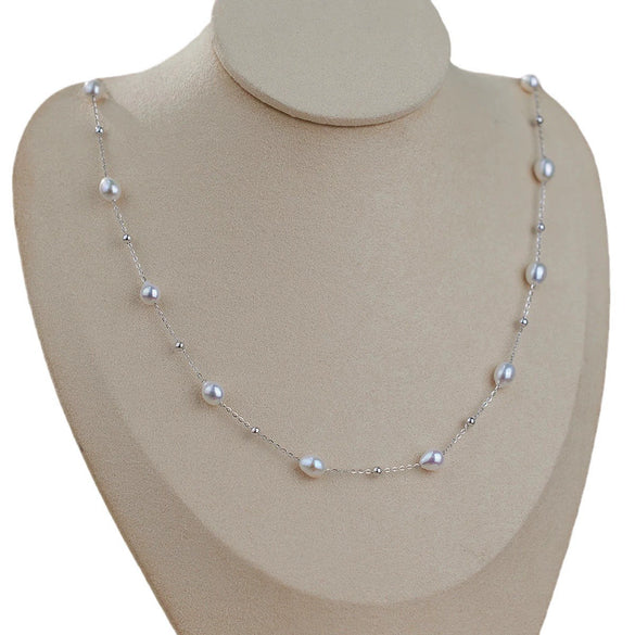 Necklace Freshwater Pearl Alloy Copper Ochain Electroplating Light Luxury Niche Design Unisex