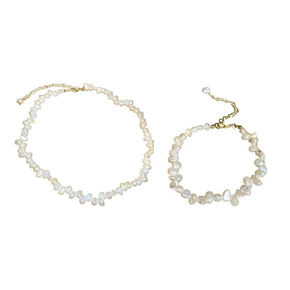 Necklace Freshwater Pearl Ball Chain Handmade Natural Geometric Style For Women