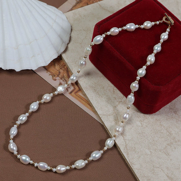 Necklace Freshwater Pearl Copper Alien Shape Baroque Simple Allmatch Light Luxury Design