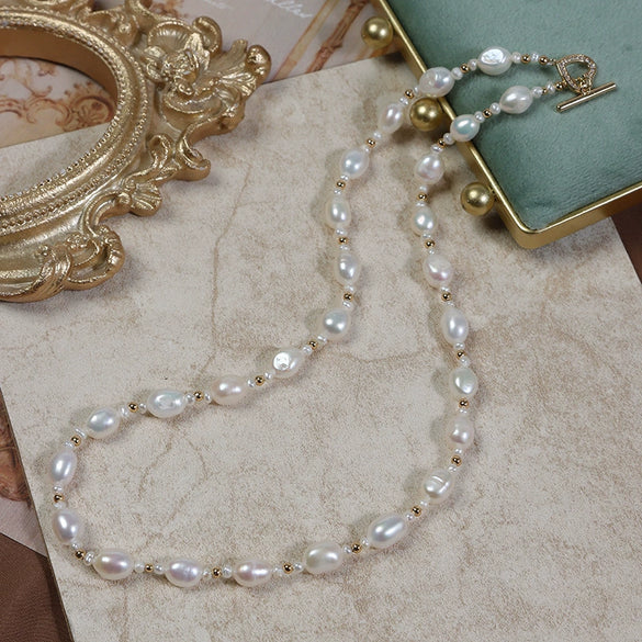 Necklace Freshwater Pearl Copper Alien Shape Baroque Simple Allmatch Light Luxury Design