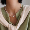 Necklace Freshwater Pearl Copper Alien Shape Pleated Simple Design Fashion Minimalist