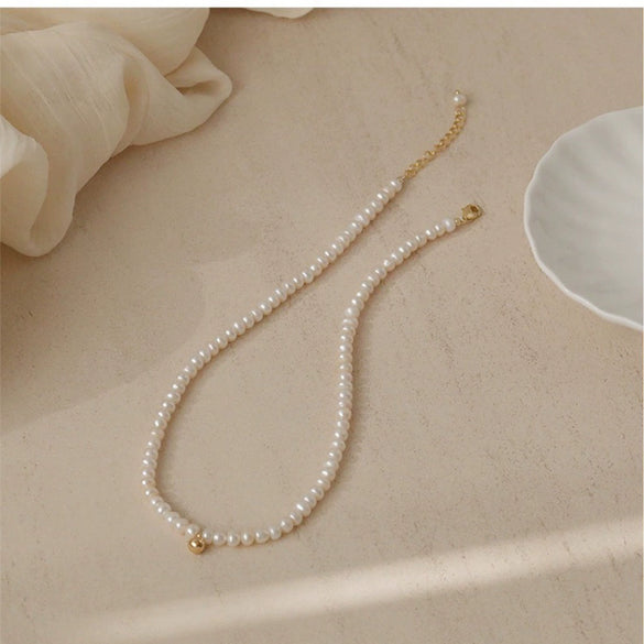 Necklace Freshwater Pearl Copper Alloy Near Circle Natural Design
