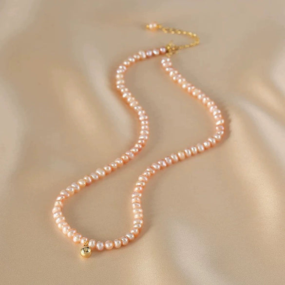 Necklace Freshwater Pearl Copper Alloy Near Circle Natural Design