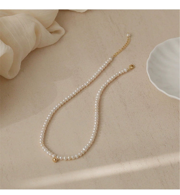 Necklace Freshwater Pearl Copper Alloy Near Circle Natural Design