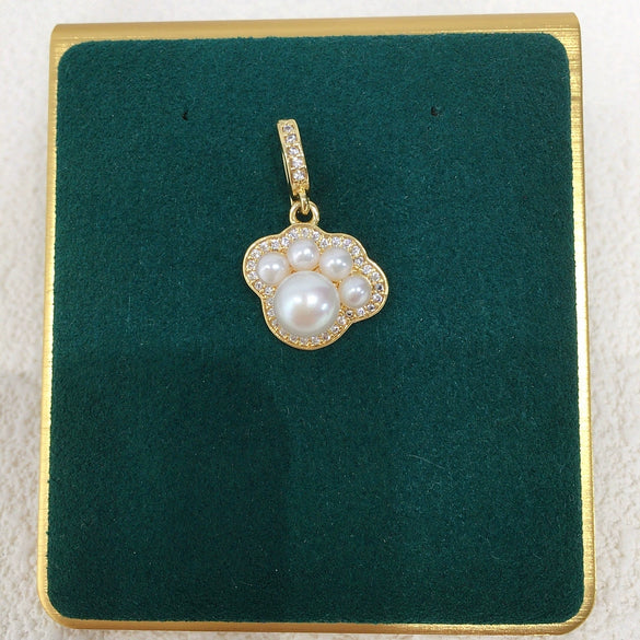 Necklace Freshwater Pearl Copper Cute Cat's Claw Meat Pad Natural Flat Round Rose Buns Round
