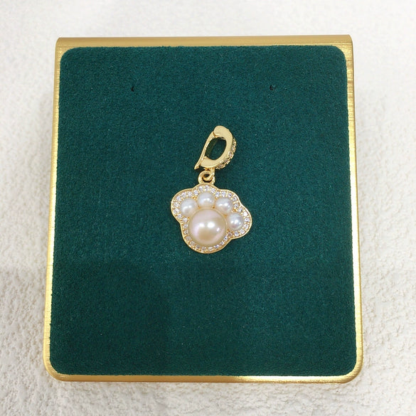 Necklace Freshwater Pearl Copper Cute Cat's Claw Meat Pad Natural Flat Round Rose Buns Round