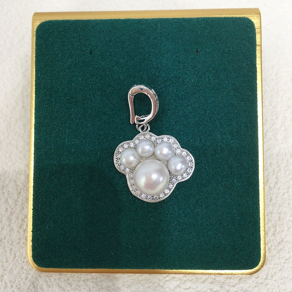 Necklace Freshwater Pearl Copper Cute Cat's Claw Meat Pad Natural Flat Round Rose Buns Round