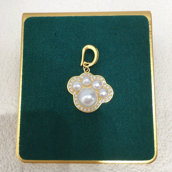 Necklace Freshwater Pearl Copper Cute Cat's Claw Meat Pad Natural Flat Round Rose Buns Round
