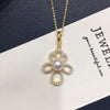 Necklace Freshwater Pearl Copper Round Fashion Minimalist Sweet Flower Universal Buckle Pendant