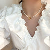 Necklace Freshwater Pearl Metal Alloy Mixed Gem Inlay Geometric Flower Electroplating Snake Bone Chain