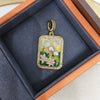 Necklace Freshwater Pearl Monet Garden Middle Ancient Oil Painting Style Square Retro Copper Accessories Special Shape