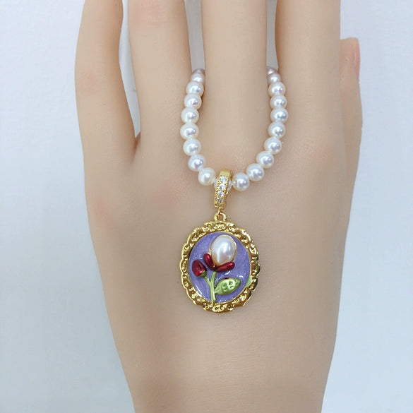 Necklace Freshwater Pearl Natural Ancient Style Gold Pendant Copper Accessories Rice Water Shape