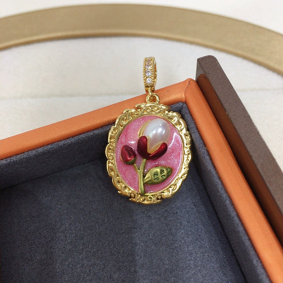 Necklace Freshwater Pearl Natural Ancient Style Gold Pendant Copper Accessories Rice Water Shape