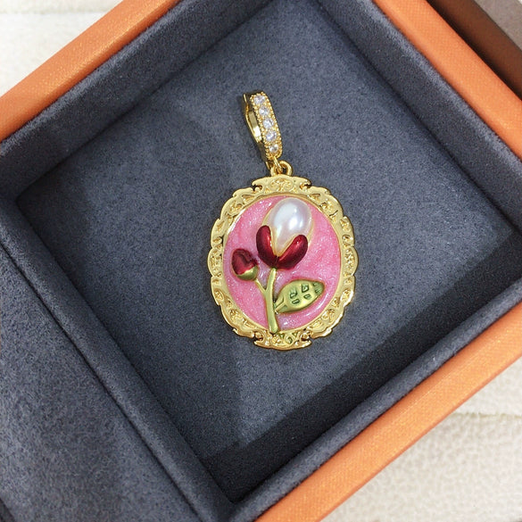 Necklace Freshwater Pearl Natural Ancient Style Gold Pendant Copper Accessories Rice Water Shape