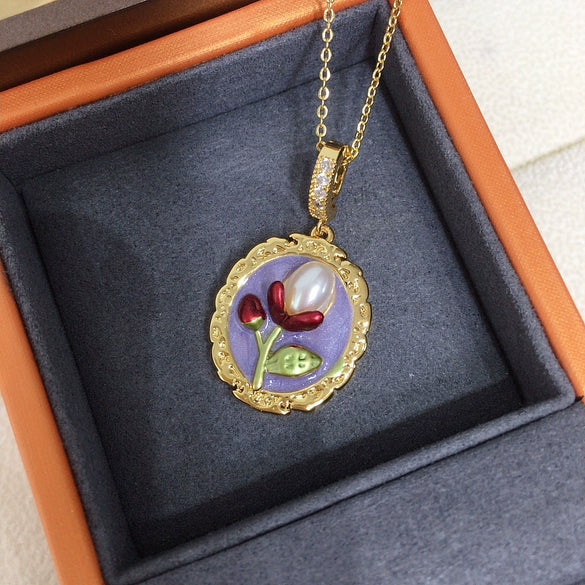 Necklace Freshwater Pearl Natural Ancient Style Gold Pendant Copper Accessories Rice Water Shape