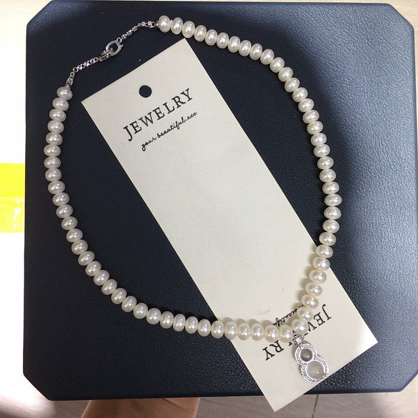 Necklace Freshwater Pearl Natural Chalcedony Agate Gourd Copper Fashion Minimalist