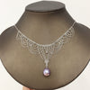 Necklace Freshwater Pearl Retro Lace Multilayer Bean Chain Demon Purple Edison Pearl Pendant Copper Material Perfect Circle Shape
